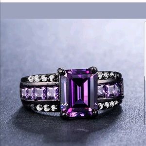 Amethyst black gold filled , size 6 ring.